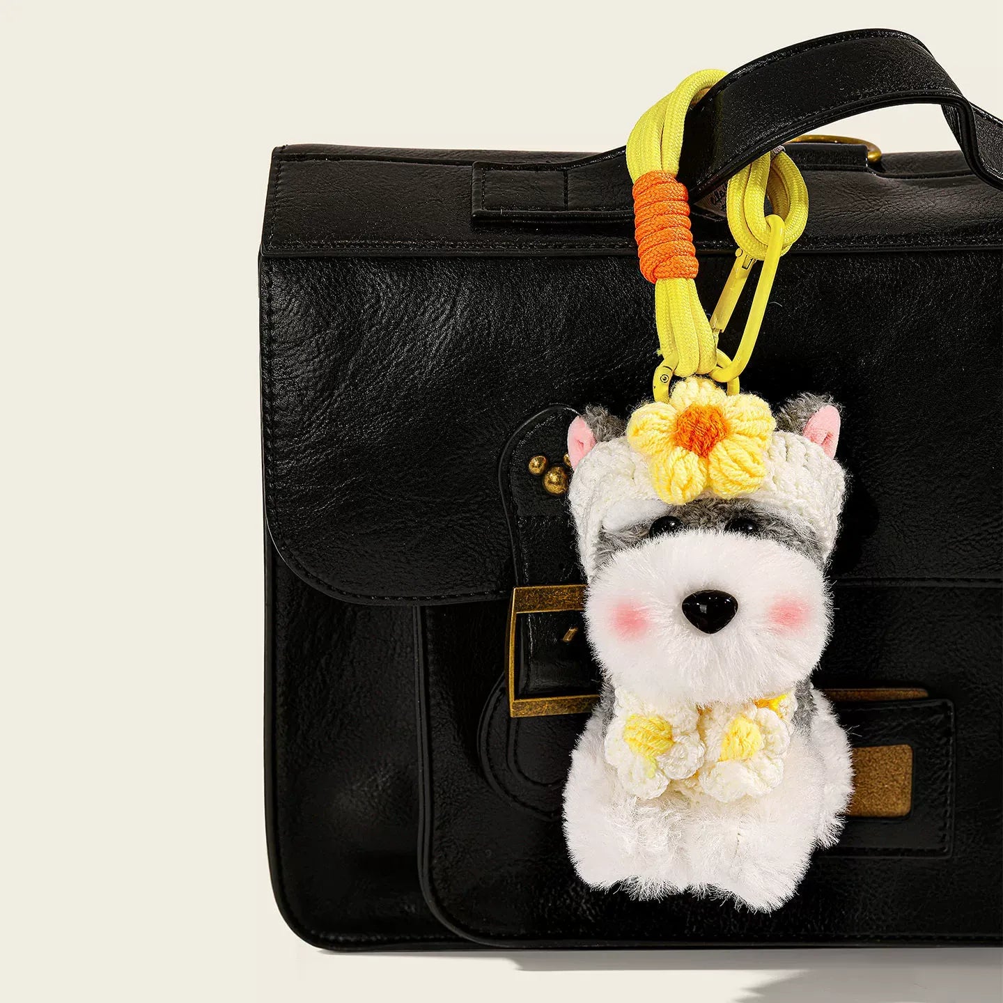 Blossom-Bound Schnauzer Dog Premium Keychain