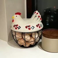 Ceramic Hen Egg Basket Storage Holder