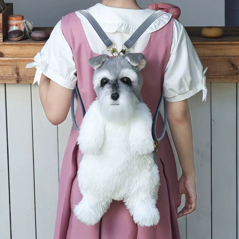 Bear Hugs Realistic Schnauzer Dog Plush Backpack