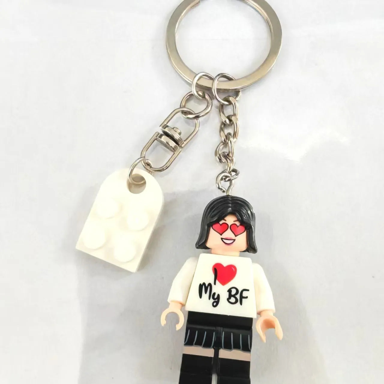 Interlocking Building Block Miniature Couple Keychain