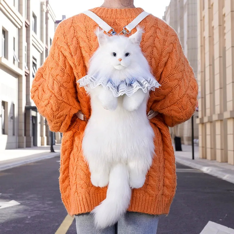 Bear Hugs Realistic White Maine Coon Cat Backpack