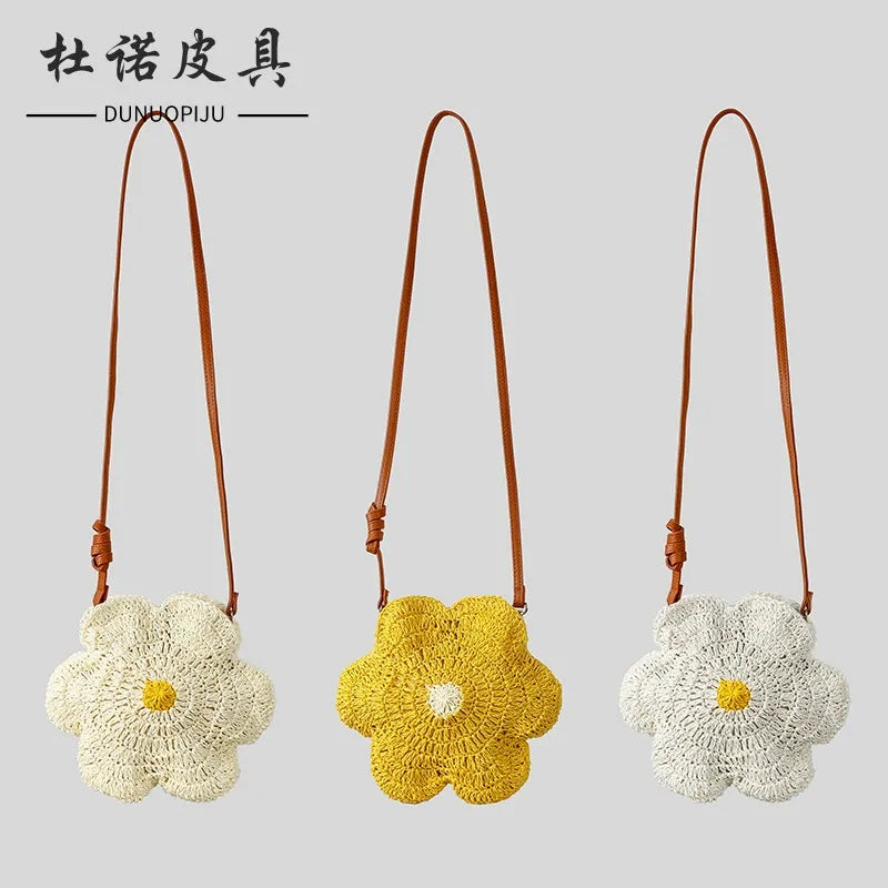 Marina-Chic Blossom Sunflower Woven Straw Bag