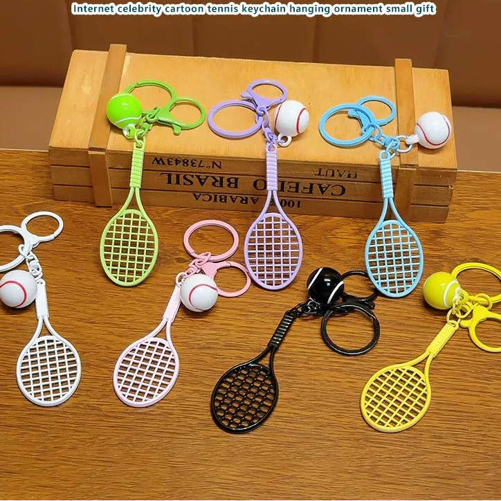 Grand Slam Pastel Tennis Racket & Ball 3D Keychain