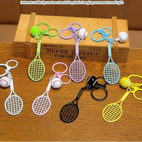 Grand Slam Pastel Tennis Racket & Ball 3D Keychain