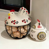 Ceramic Hen Egg Basket Storage Holder