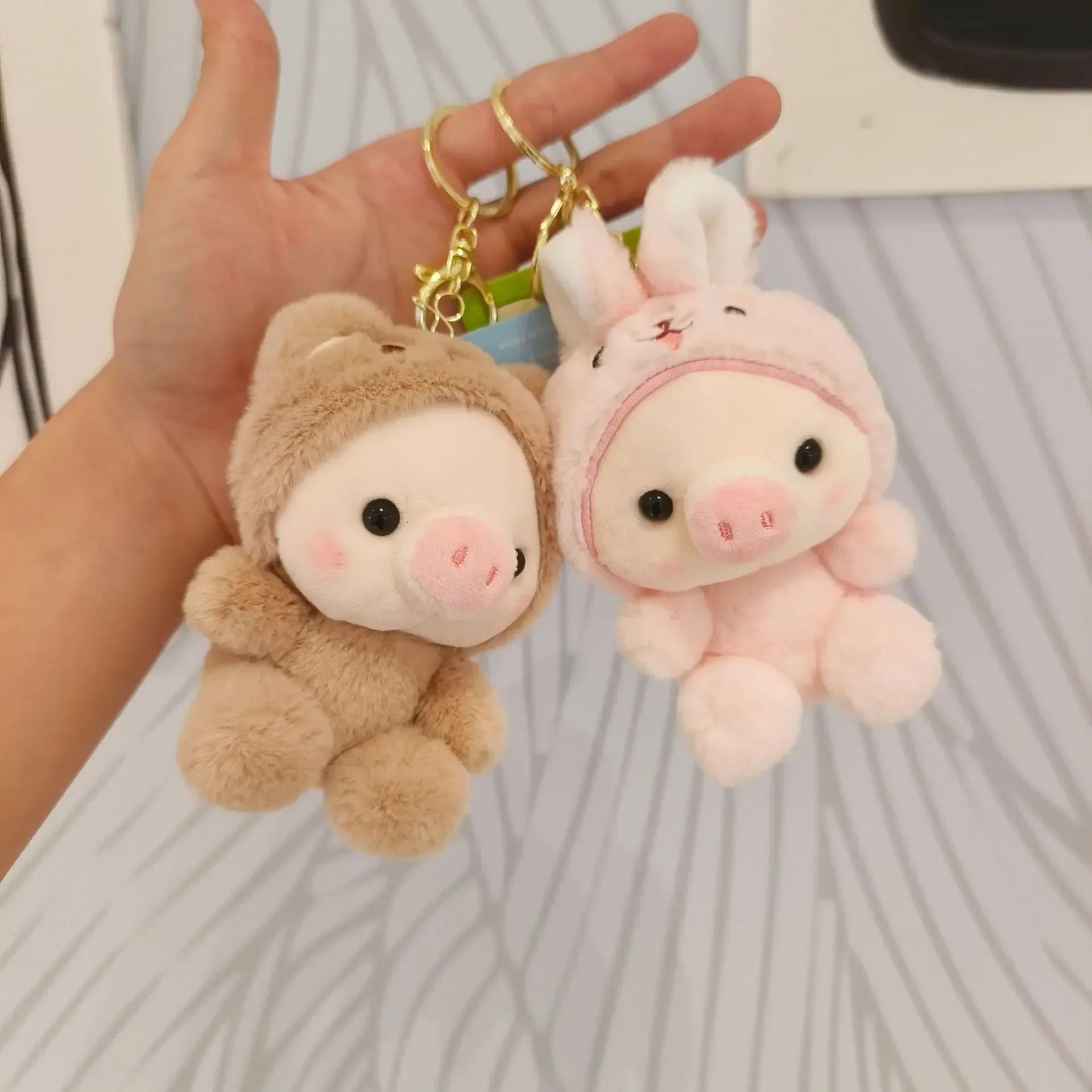 Costume Piggy Plush Keychain