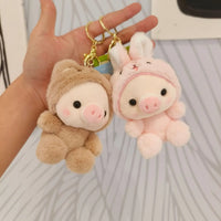 Costume Piggy Plush Keychain