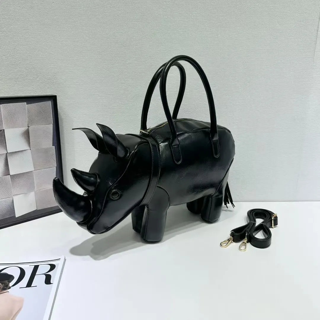 Nocturnia Iron Hide Rhinoceros 3D Sculpted Handbag