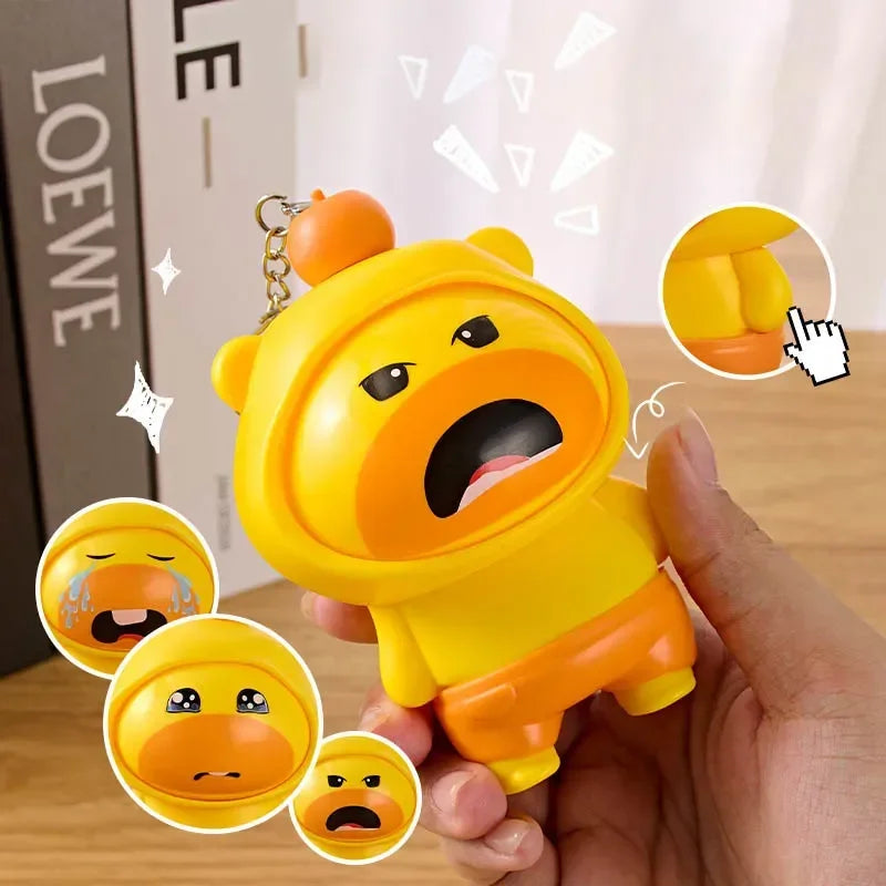 Yellow Capybara Face Changing Keychain