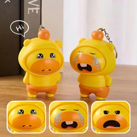 Yellow Capybara Face Changing Keychain