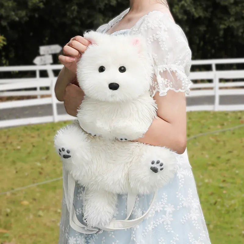 Realistic West Highland Pup Plush Backpack