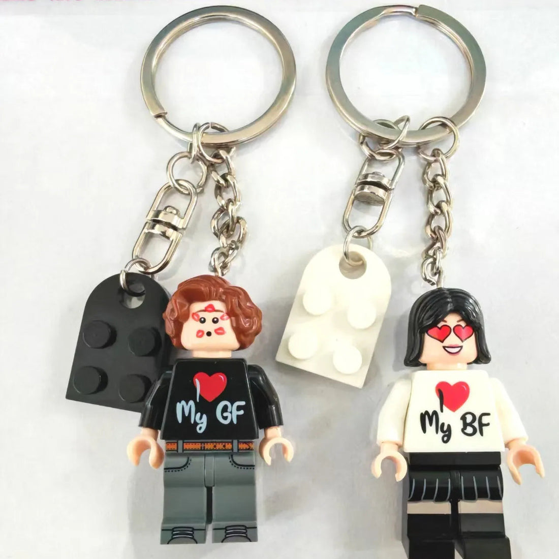 Interlocking Building Block Miniature Couple Keychain