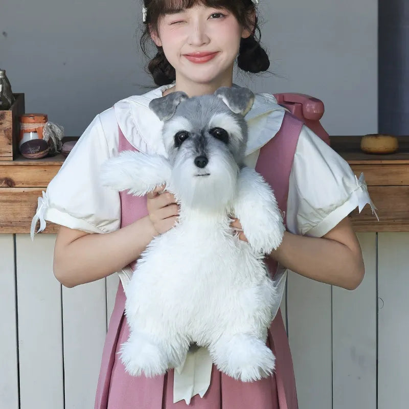 Bear Hugs Realistic Schnauzer Dog Plush Backpack