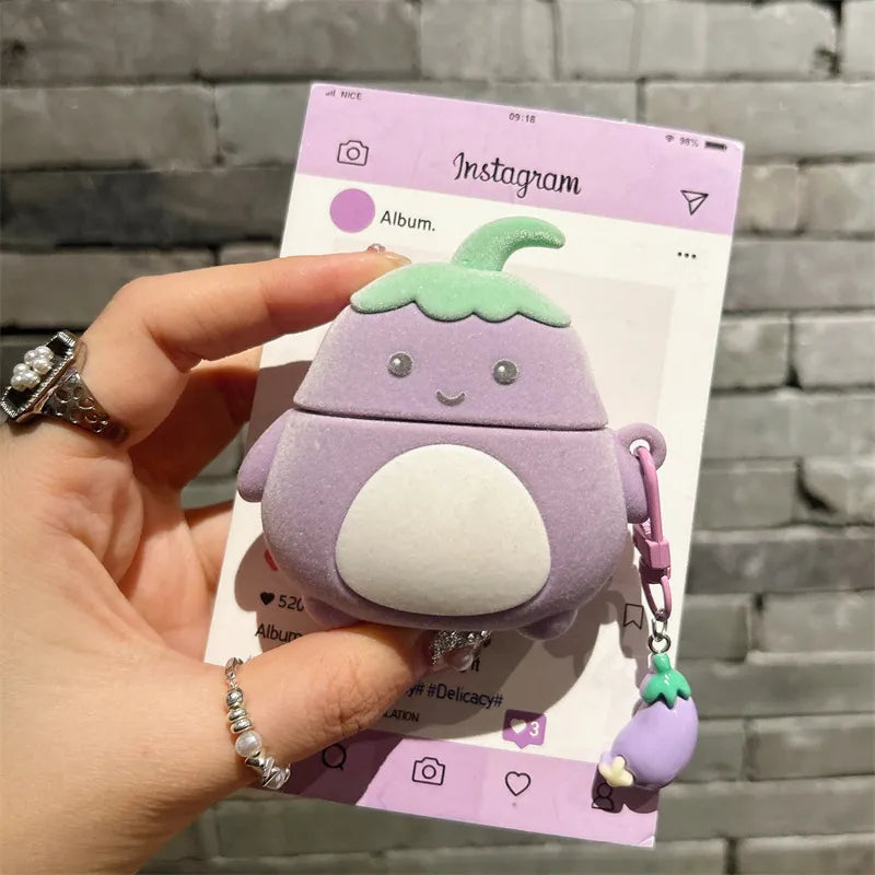 Flocked Eggplant Case (For AirPods)