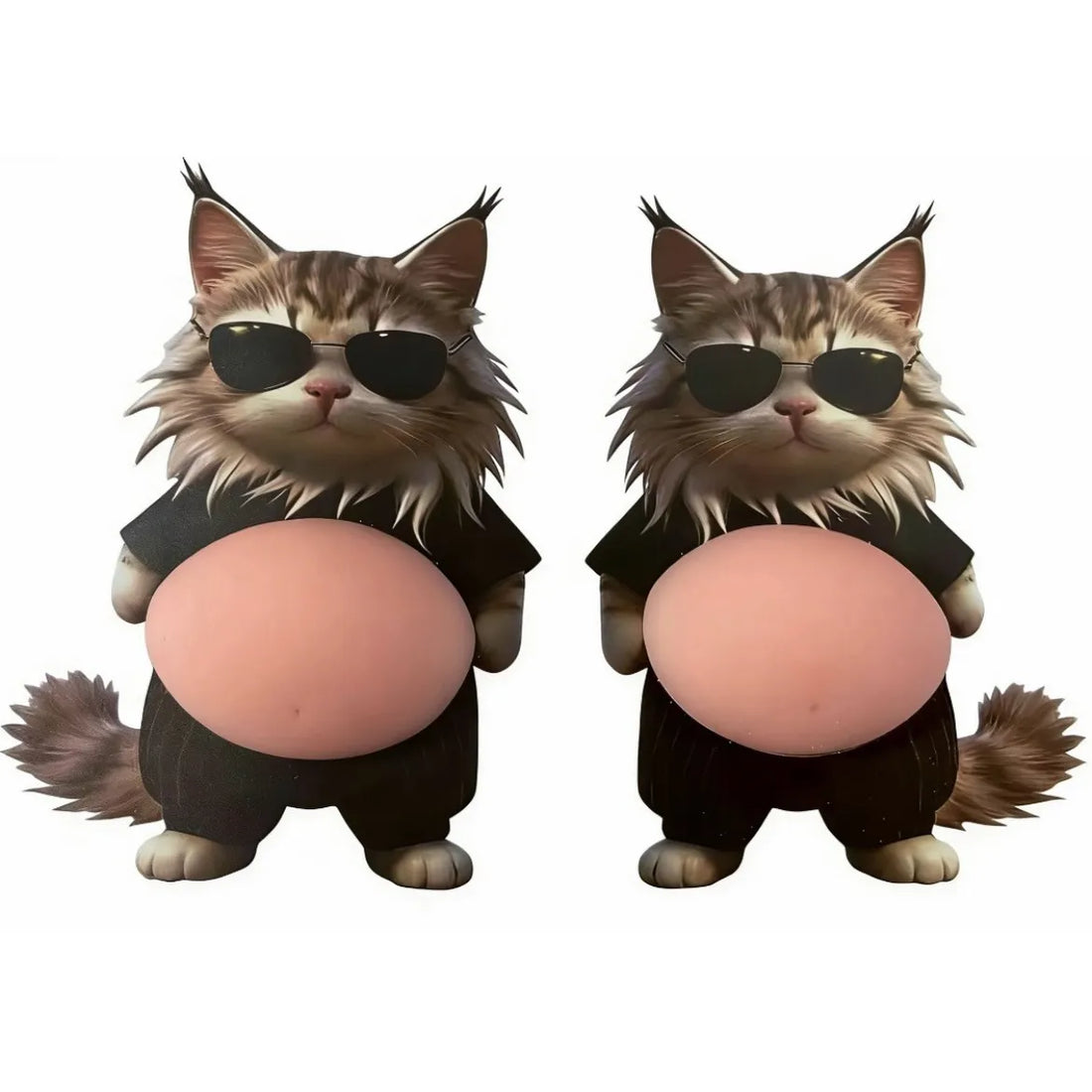 3D Chubby Boss Cat Belly Squishy Sticker