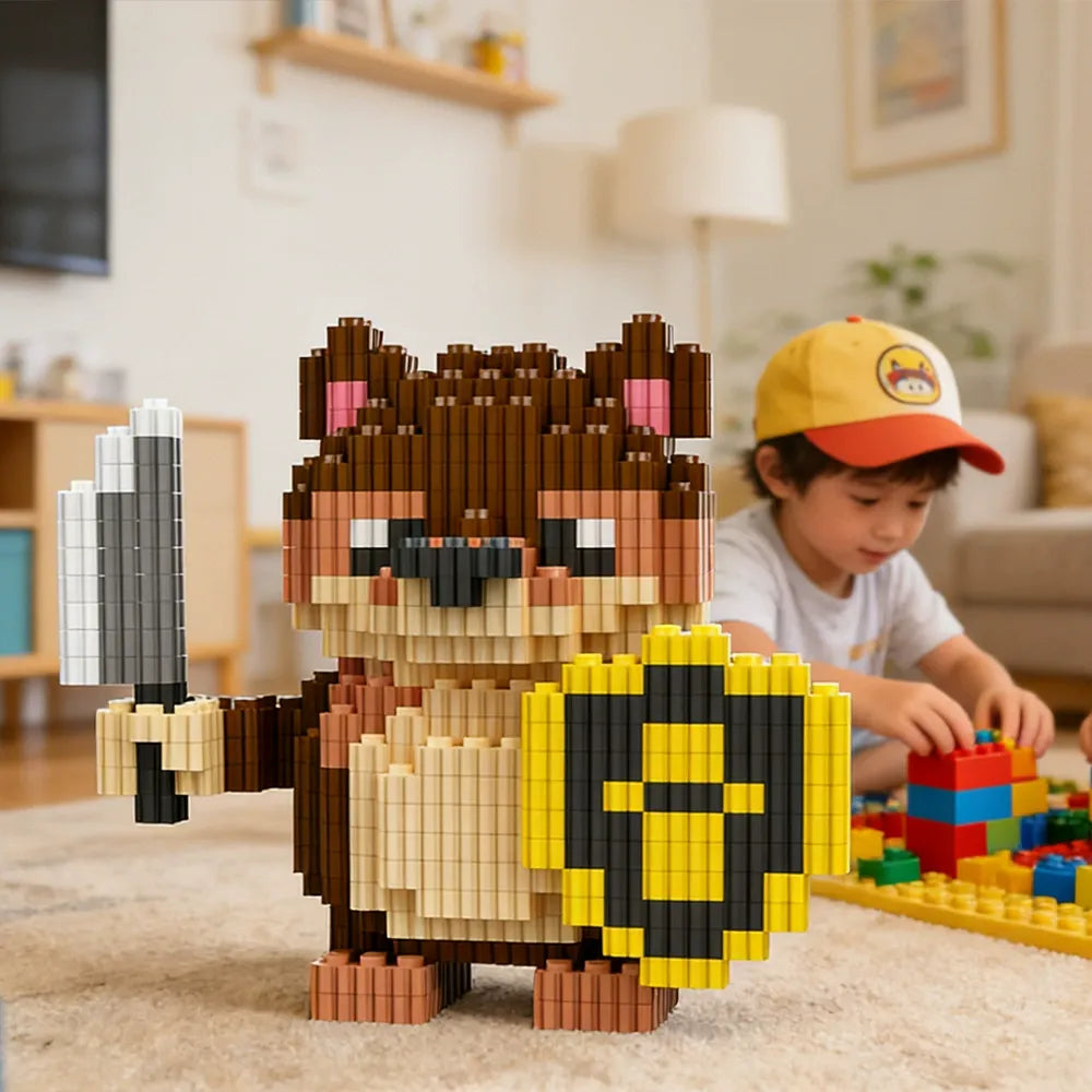 Warrior Bear & Gugu Gaga Penguin Micro Blocks (900+Pcs)