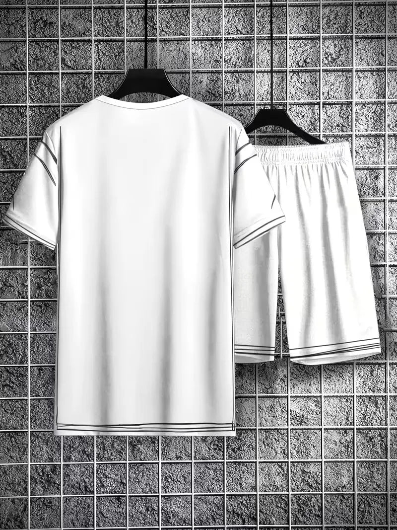 2D Cartoon Sketch Athletic Tee and Shorts Set