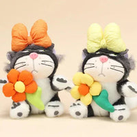 Angry Cat Sweet Sunflower Bow Keychain