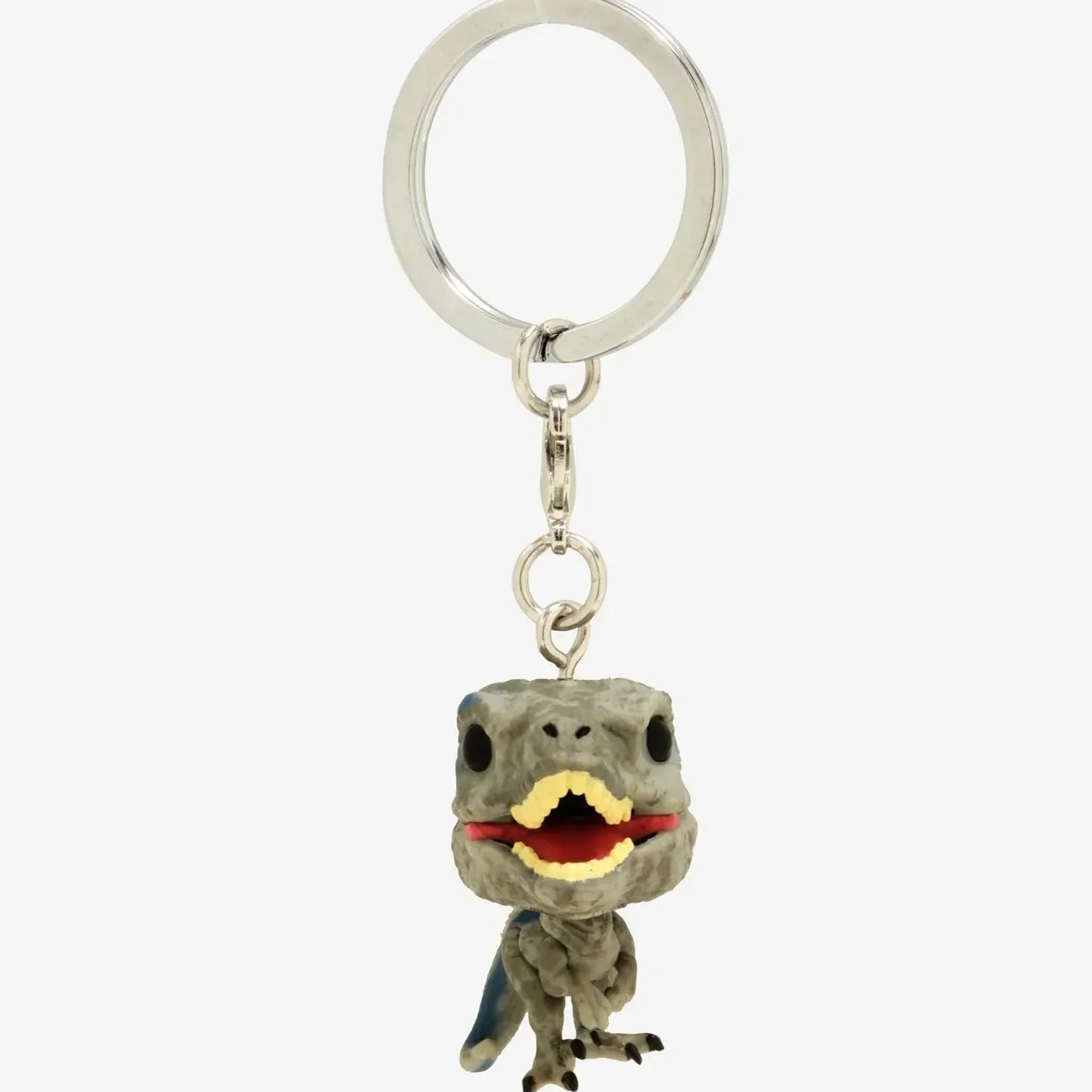 Pop Keychain with a blue dinosaur figure on a white background