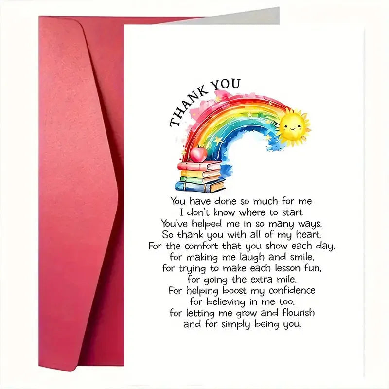 Watercolor Rainbow Thank You Appreciation Card