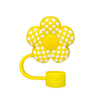 Plaid Floral Silicone Straw Topper
