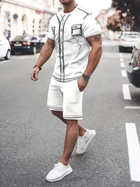 2D Cartoon Sketch Athletic Tee and Shorts Set