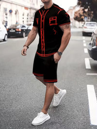 2D Cartoon Sketch Athletic Tee and Shorts Set