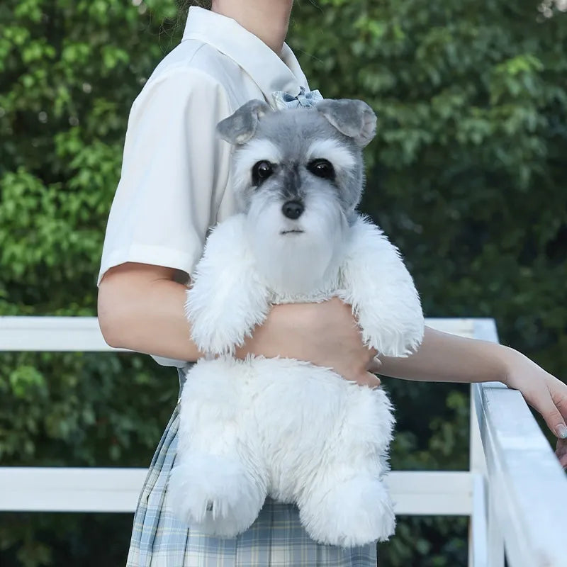 Bear Hugs Realistic Schnauzer Dog Plush Backpack