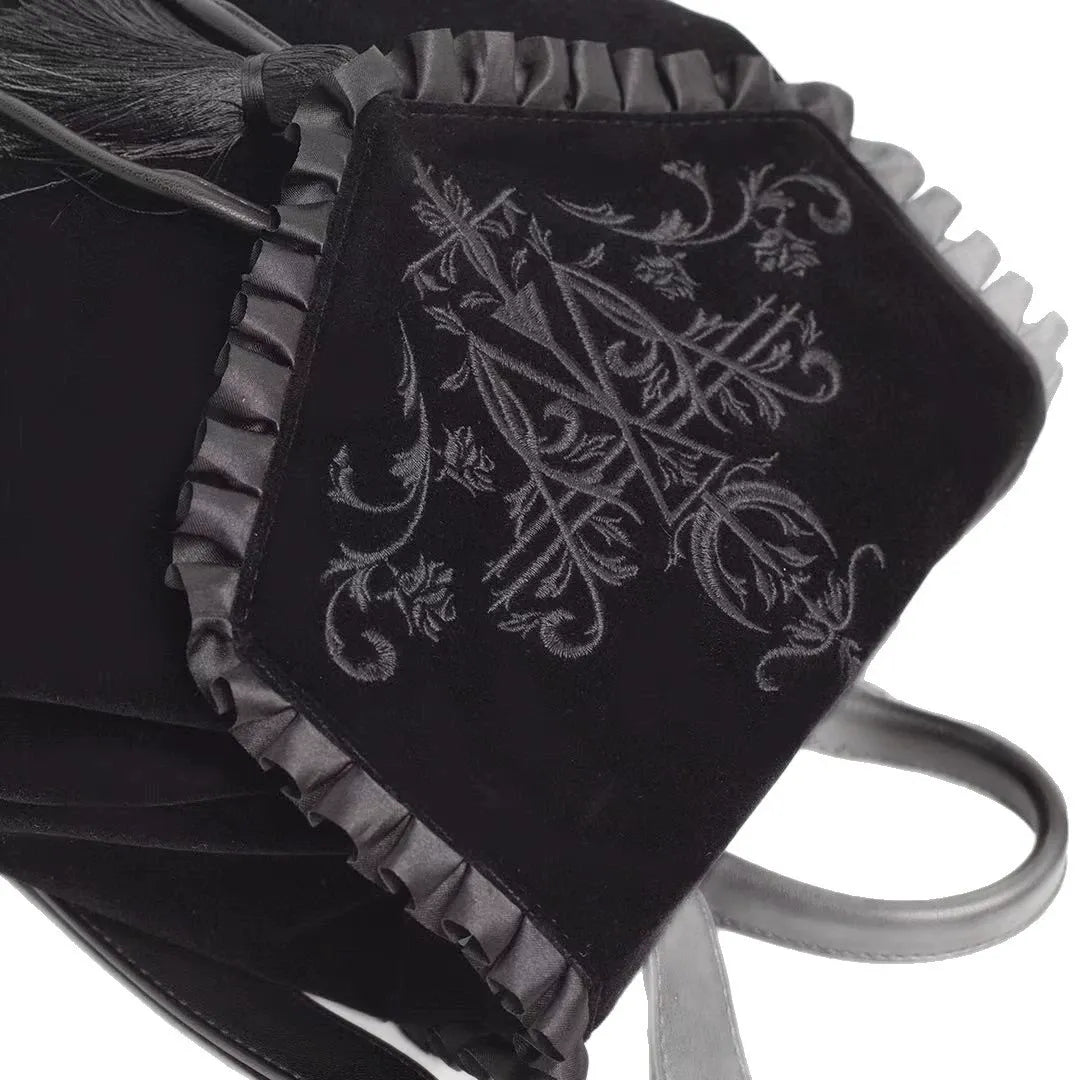Nocturnia Midnight Hex Gothic Velvet Backpack
