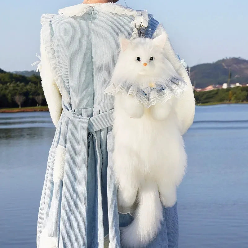 Bear Hugs Realistic White Maine Coon Cat Backpack