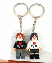 Interlocking Building Block Miniature Couple Keychain