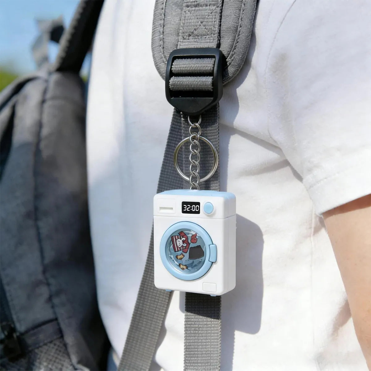 Mini Drum Washing Machine LED Fidget Keychain