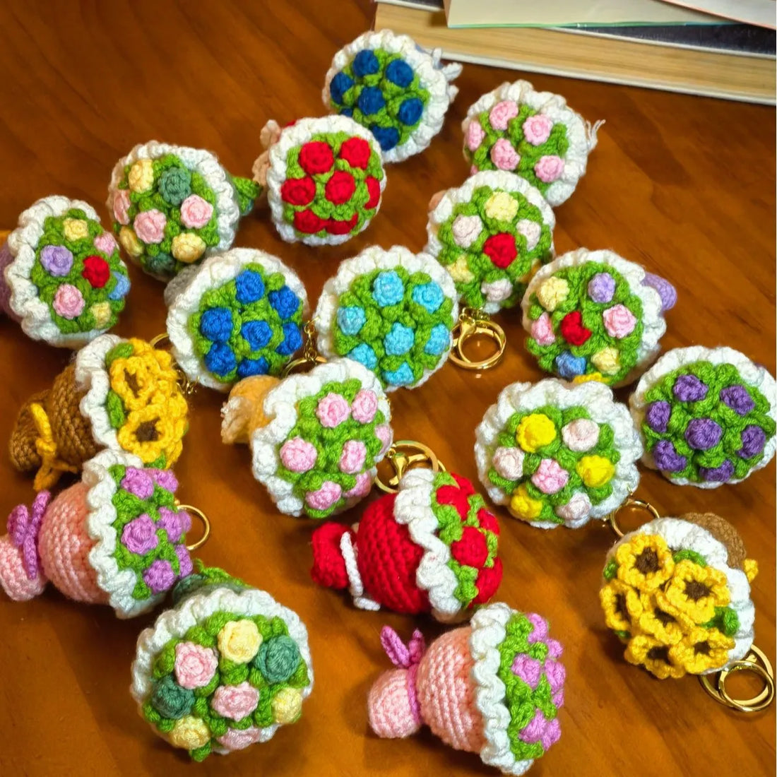 Handcrafted Crochet Flower Bouquet Bag Charm