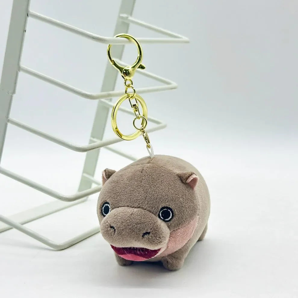 Moo Deng Pygmy Hippo Plush Keychain
