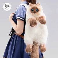 Bear Hugs Realistic Siamese Cat Plush Backpack