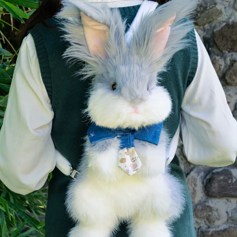 Bear Hugs Realistic Angora Rabbit Plush Backpack
