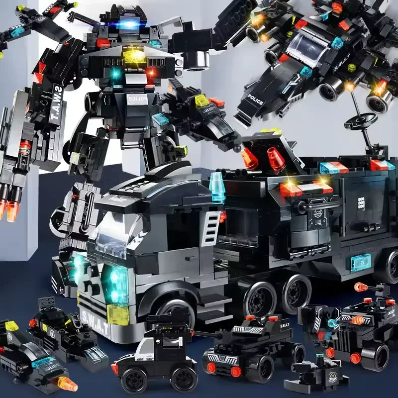 Police City Truck Brick Building Blocks