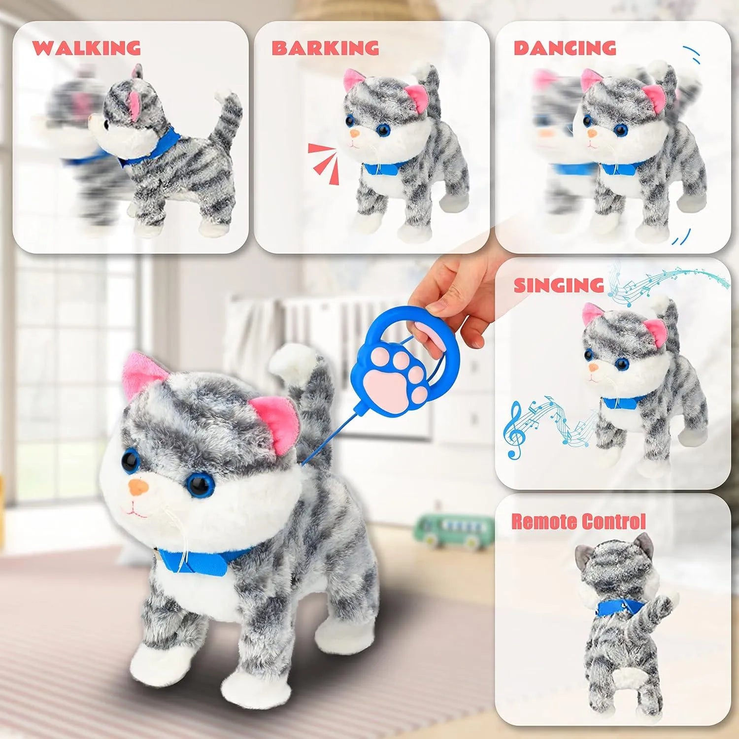 Interactive Musical Kitty with Leash Remote - Bear Hugs