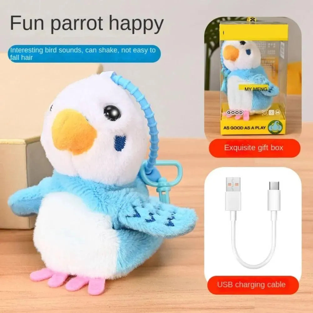 Interactive Squawking Parrot Plush Keychain - Bear Hugs