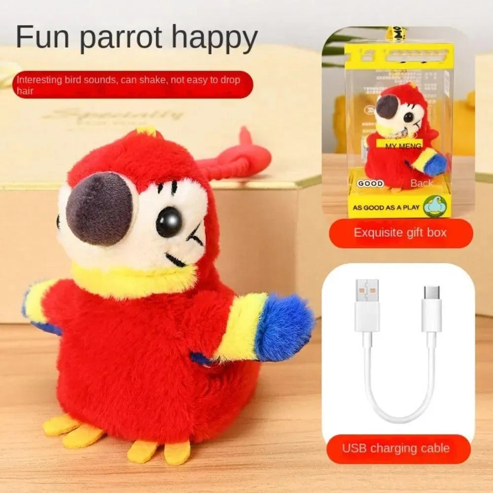 Interactive Squawking Parrot Plush Keychain - Bear Hugs