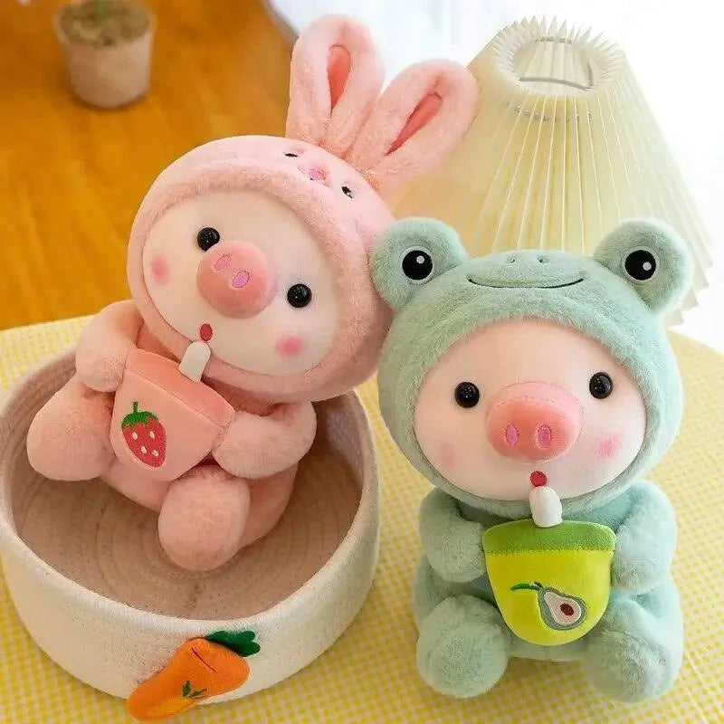 Kawaii Milk Tea Piggy Plush - Bear Hugs