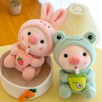 Kawaii Milk Tea Piggy Plush - Bear Hugs