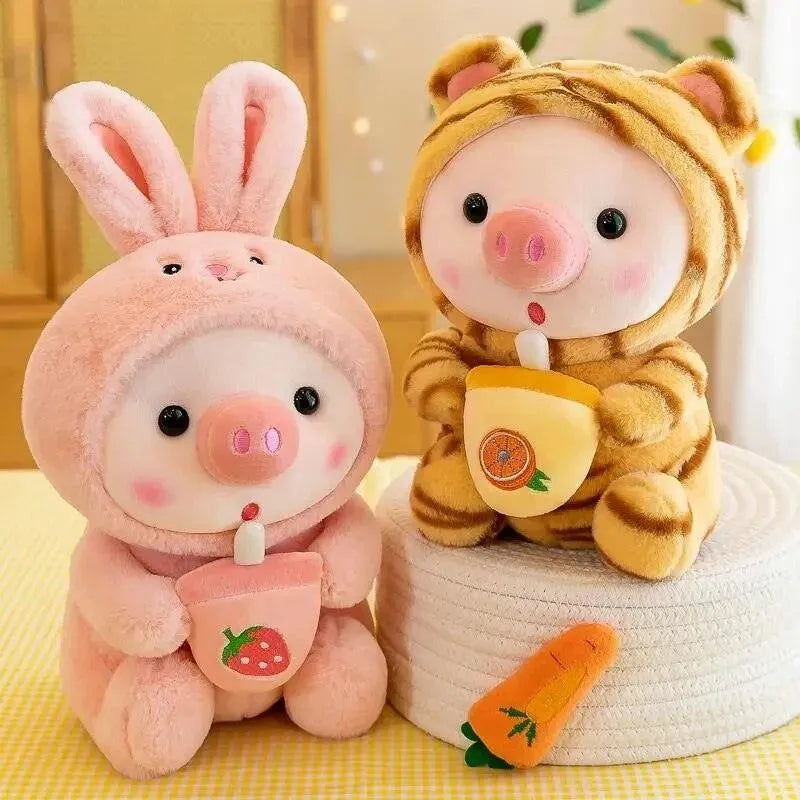 Kawaii Milk Tea Piggy Plush - Bear Hugs