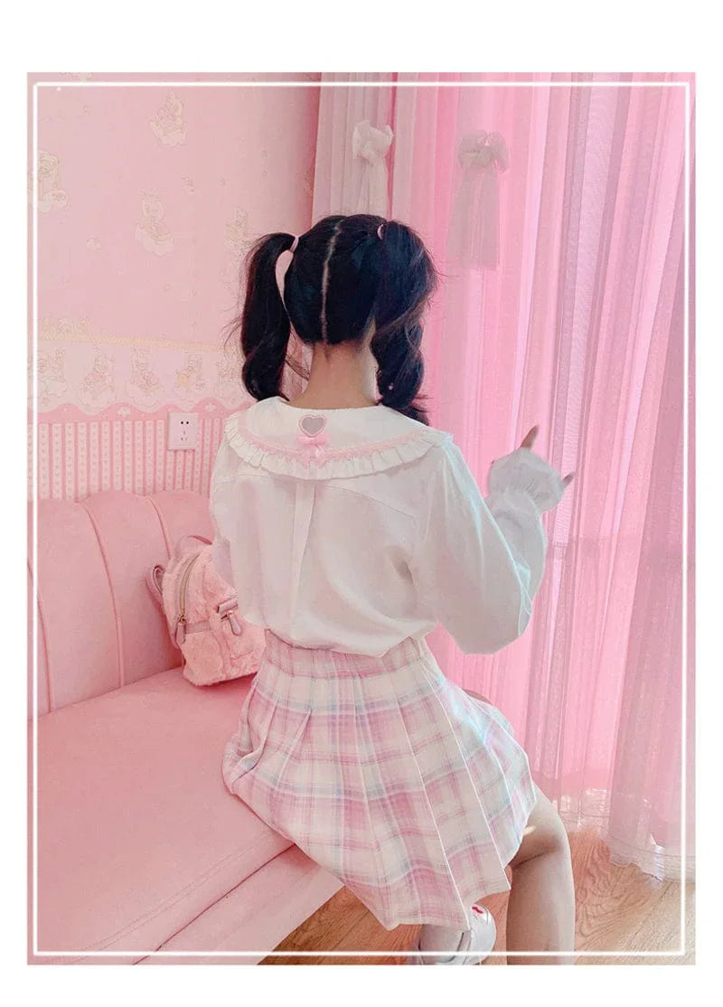 Kawaii Patchwork Plaid Sakura Skirt - Bear Hugs