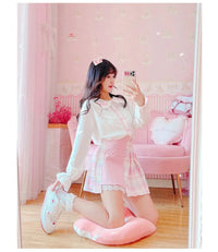 Kawaii Patchwork Plaid Sakura Skirt - Bear Hugs