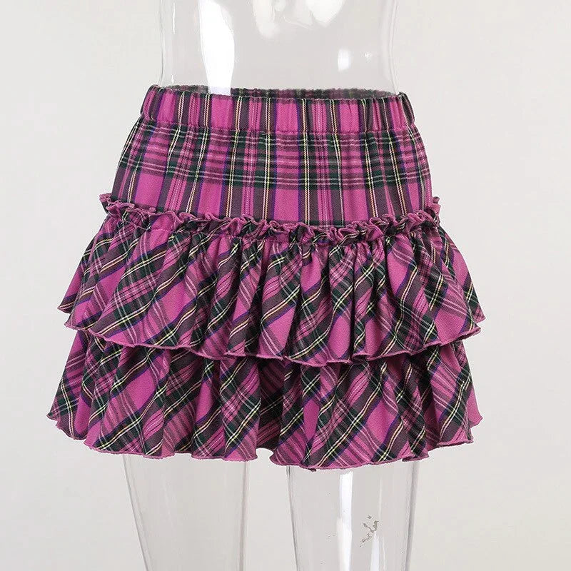 Kawaii Princess Plaid Skirt - Pink College Cutie - Bear Hugs