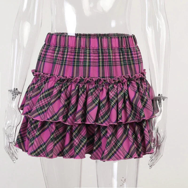 Kawaii Princess Plaid Skirt - Pink College Cutie - Bear Hugs