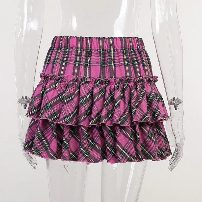 Kawaii Princess Plaid Skirt - Pink College Cutie - Bear Hugs