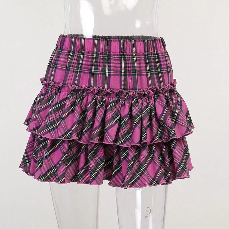 Kawaii Princess Plaid Skirt - Pink College Cutie - Bear Hugs
