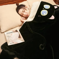 Black Cat Green Dino Plush Cape Hoodie Blanket - Bear Hugs